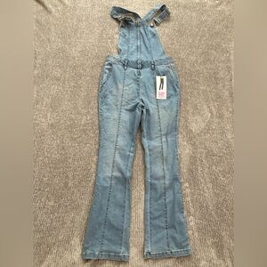 Vanilla Star Medium Zip Front Denim Overalls Flare Leg NWT Retro Style